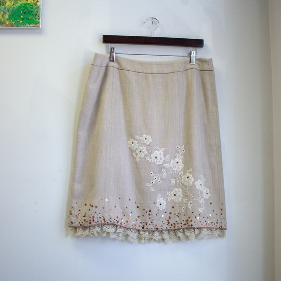 Mac & Jac Vintage Floral and Lace Accented Skirt Size 12 - Picture 1 of 8